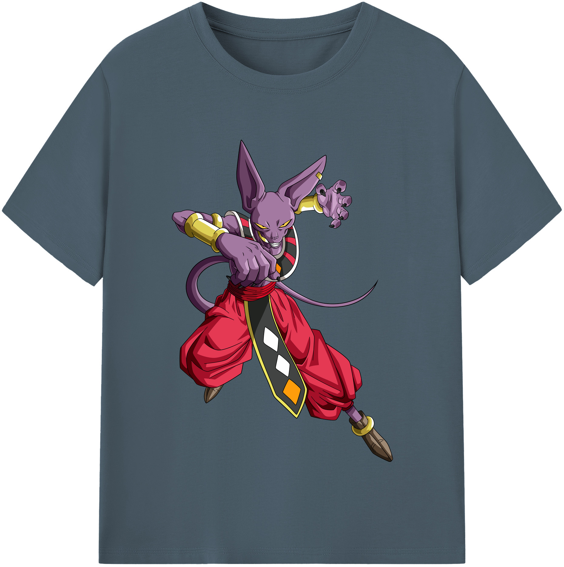 （画像用） ドラゴンボール ビルス 破壊神ビルス DRAGON BALL Beerus Birusu 綿100％半袖Tシャツ（フロントプリント）